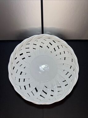 Nordstrom Cream Ceramic Woven  Rope-Edge Bowl